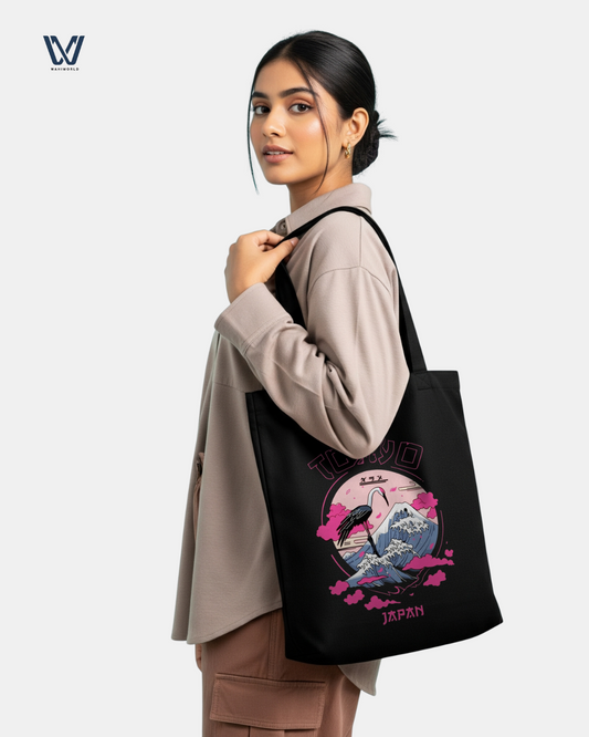 Japan printed cotton tote bag