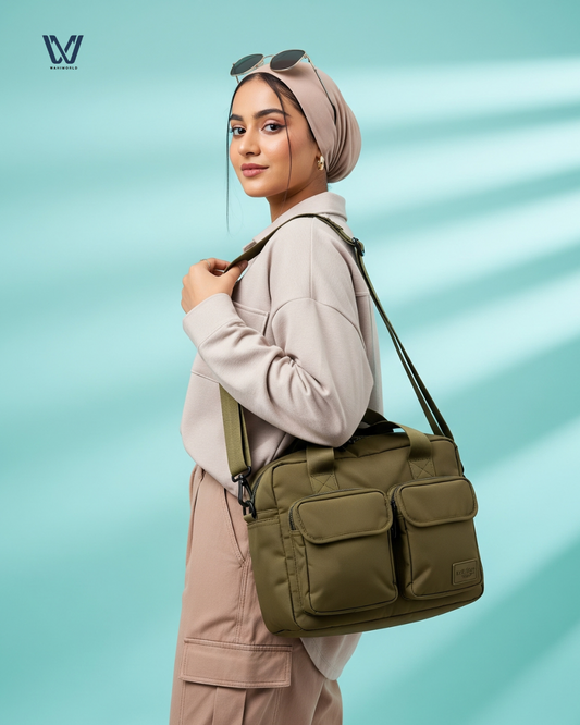 Cargo cotton tote bag olive